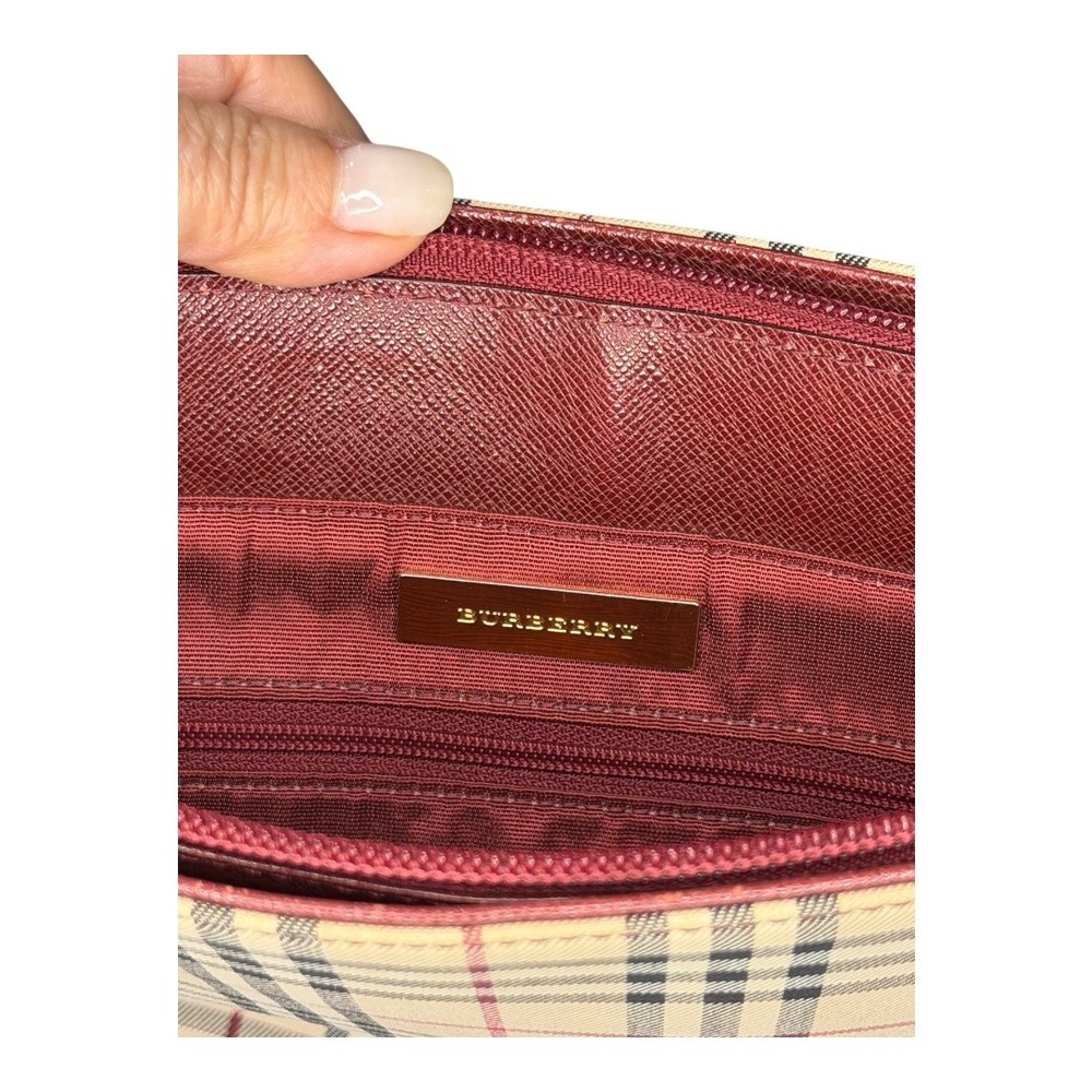 Burberry Small Haymarket Check Tote – Burgundy Trim - Picture 8 of 14